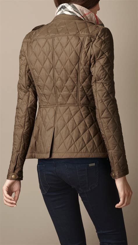 Quilted padded cotton jacket in brown 